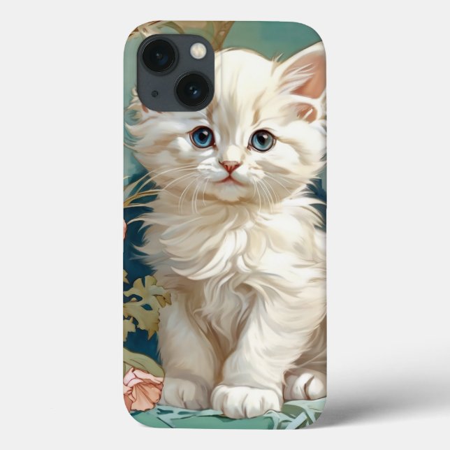 Alphonse Mucha Style White Cat Case-Mate iPhone Case (Back)