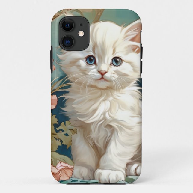 Alphonse Mucha Style White Cat Case-Mate iPhone Case (Back)