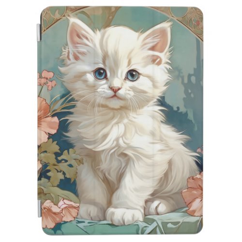 Alphonse Mucha Style White Cat iPad Air Cover