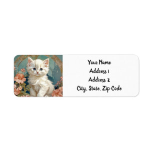 Alphonse Mucha Style White Cat Label