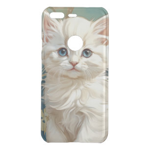 Alphonse Mucha Style White Cat Uncommon Google Pixel Case
