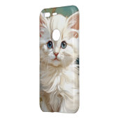 Alphonse Mucha Style White Cat Uncommon Google Pixel Case (Back/Left)