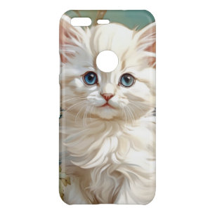 Alphonse Mucha Style White Cat Uncommon Google Pixel Case