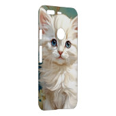 Alphonse Mucha Style White Cat Uncommon Google Pixel Case (Back/Right)
