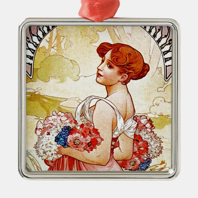 Alphonse Mucha Summer Metal Ornament (Front)