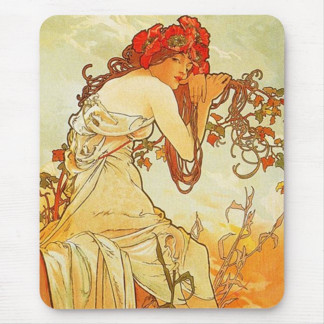Alphonse Mucha Summer Mouse Pad (Front)