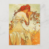 Alphonse Mucha Bad Posture Princess with Tiara Art Nouveau Postcard 