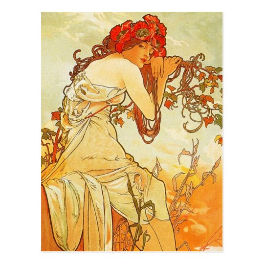 Alphonse Mucha Summer Postcard | Zazzle.com