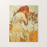 Alphonse Mucha Summer Puzzle<br><div class="desc">Alphonse Mucha Summer puzzle. Oil painting on canvas from 1896. Throughout his career, Czech artist Alphonse Mucha frequently painted allegorical depictions of the seasons. This 1896 version of Summer is from a complete four seasons set and features a beautiful young woman with light brown hair leaning on a vine by...</div>