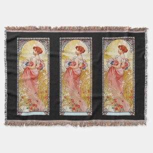Alphonse Mucha Summer Throw Blanket
