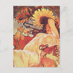 Alphonse Mucha Sunflower Postcard