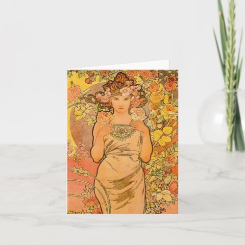 Alphonse Mucha The Rose Note Card