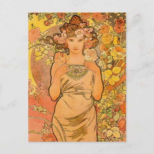 Alphonse Mucha The Rose Postcard