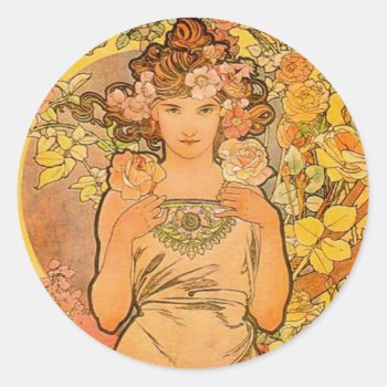 Alphonse Mucha The Rose Stickers by VintageSpot at Zazzle
