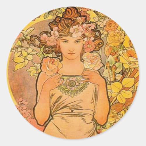 Alphonse Mucha The Rose Stickers