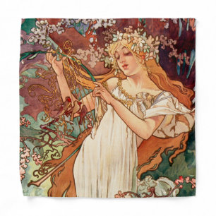 Alphonse Mucha, The Seasons (1896) Spring Bandana