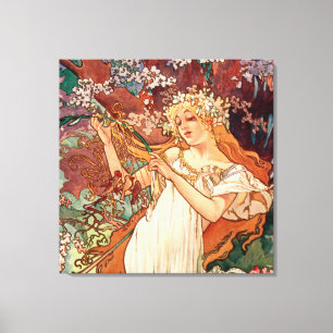 Alphonse Mucha, The Seasons (1896) Spring Canvas Print