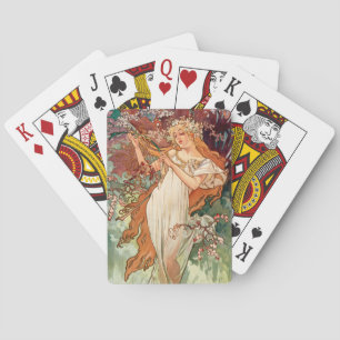 Alphonse Mucha, The Seasons (1896) Spring Poker Cards