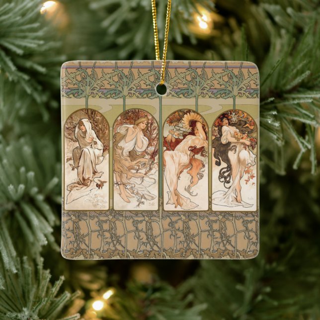 Alphonse Mucha The Seasons 1897 Art Nouveau Ceramic Ornament (Tree)