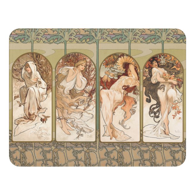 Alphonse Mucha The Seasons 1897 Art Nouveau Door Sign (Contemporary Front)