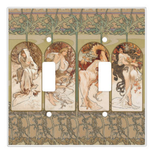 Alphonse Mucha The Seasons 1897 Art Nouveau Light Switch Cover