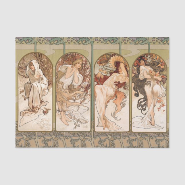 Alphonse Mucha The Seasons 1897 Art Nouveau Tissue Paper (Front)