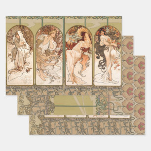 Alphonse Mucha The Seasons 1897 Art Nouveau Wrapping Paper Sheets