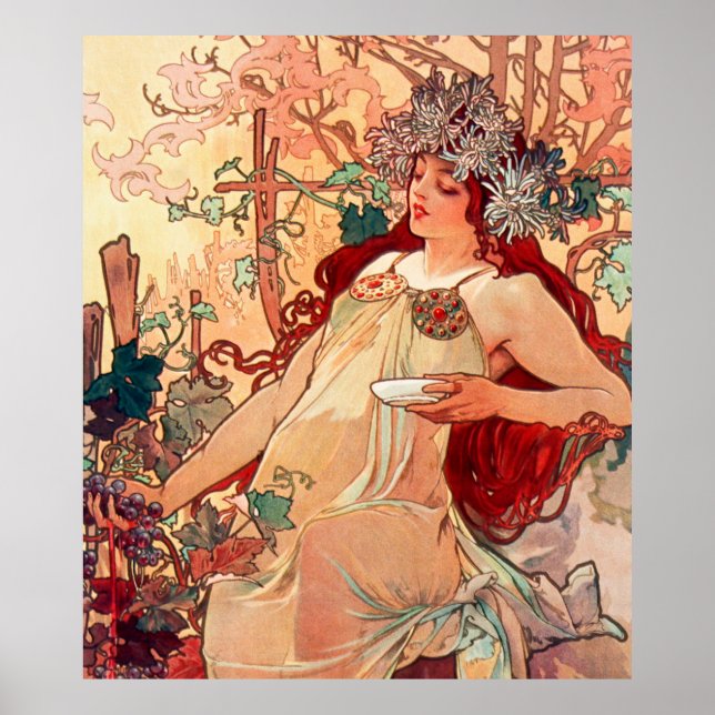 Alphonse Mucha, The Seasons, Autumn (1896)  Poster (Front)