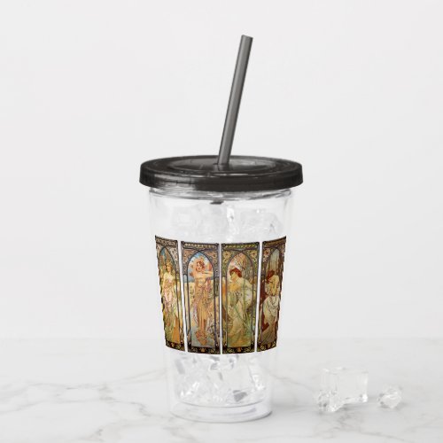 Alphonse Mucha The Times of the Day Acrylic Tumbler