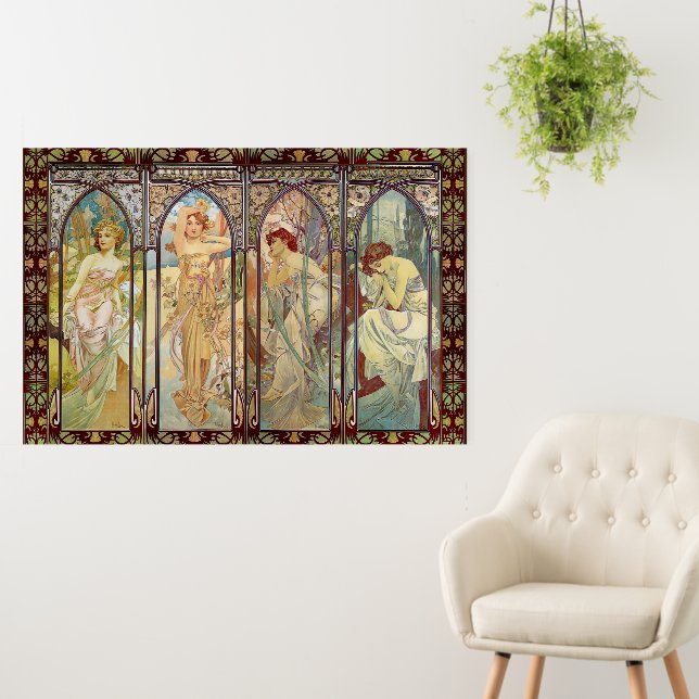 Alphonse Mucha -The times of the day  Foam Board (In Situ (Wall))