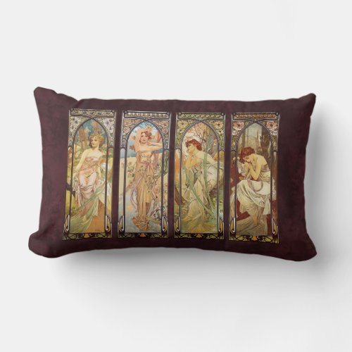 Alphonse Mucha The Times of the Day Lumbar Pillow