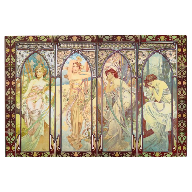 Alphonse Mucha -The times of the day  Metal Print (Front)