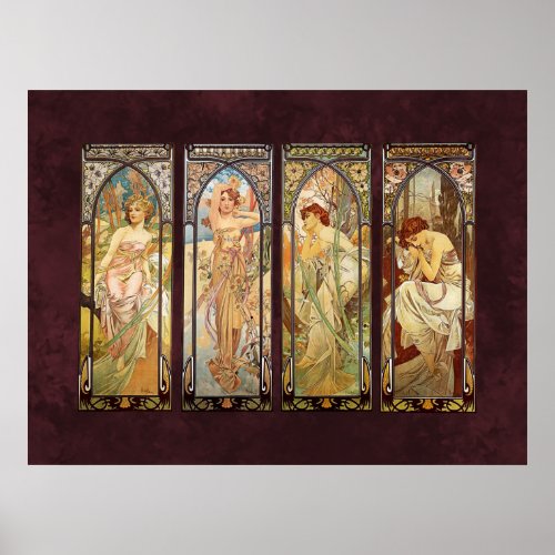 Alphonse Mucha The Times of the Day Poster