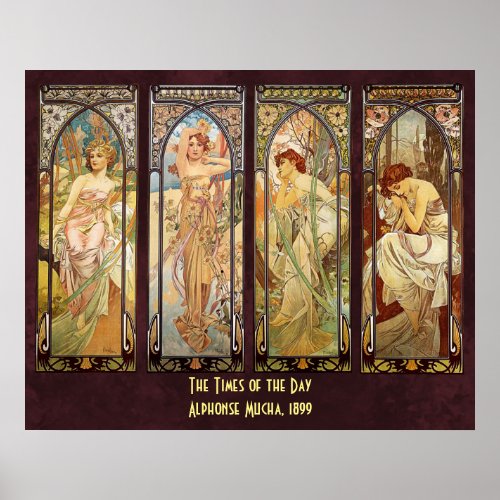 Alphonse Mucha The Times of the Day Poster