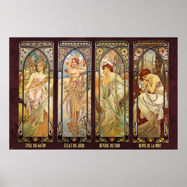 Alphonse Mucha, The Times of the Day Poster (Front)
