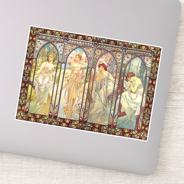 Alphonse Mucha -The times of the day Sticker (Detail)