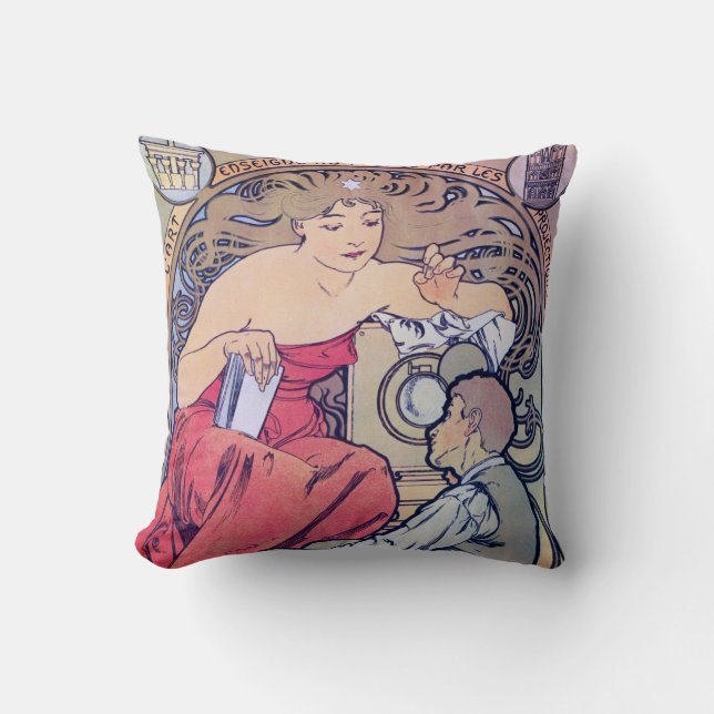 Alphonse Mucha Throw Pillow (Front)