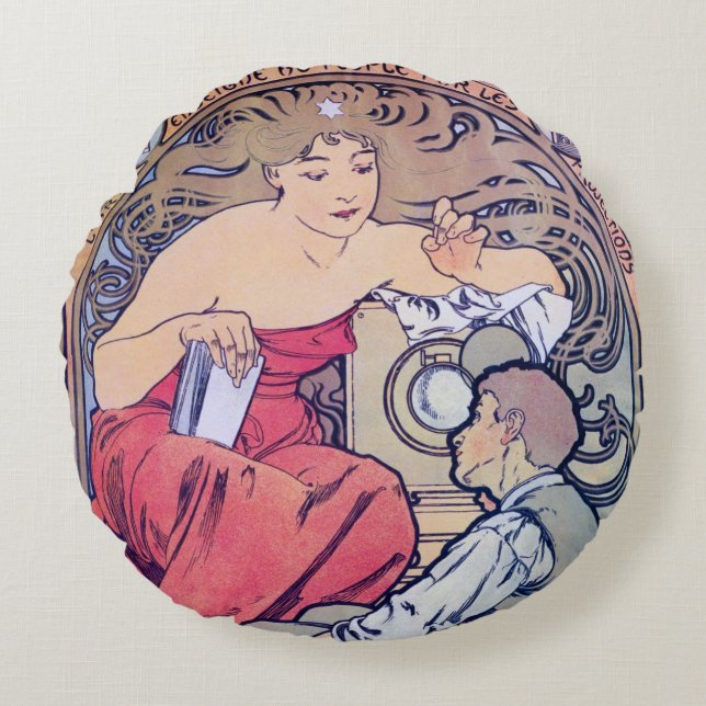 Alphonse Mucha Throw Pillow (Front)
