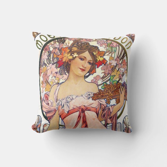 Alphonse Mucha Throw Pillow (Front)