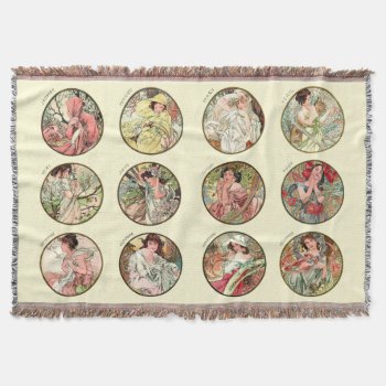 Alphonse Mucha Twelve Months Of The Year Rugs Throw Blanket by OldArtReborn at Zazzle