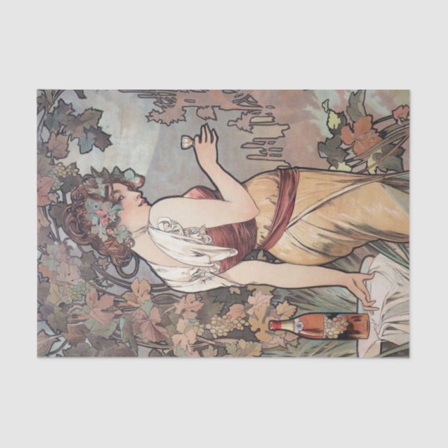 Alphonse Mucha Vintage Antique Decoupage Paper  (Front)