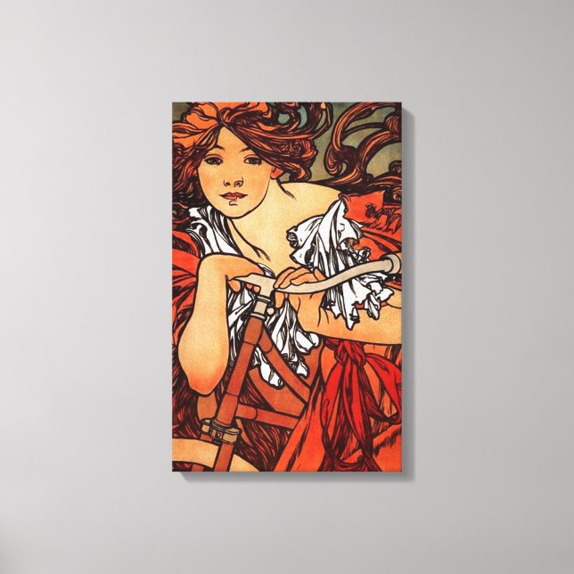 Alphonse Mucha Vintage Bicycle Canvas Poster Print (Front)