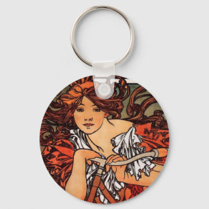 Alphonse Mucha Vintage Bicycle Keychain