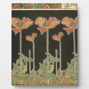Alphonse Mucha Vintage Popular Art Nouveau Poppies Plaque