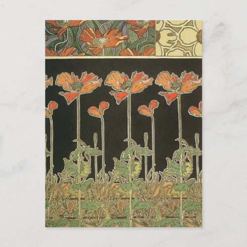 Alphonse Mucha Vintage Popular Art Nouveau Poppies Postcard