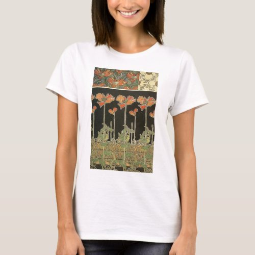 Alphonse Mucha Vintage Popular Art Nouveau Poppies T_Shirt