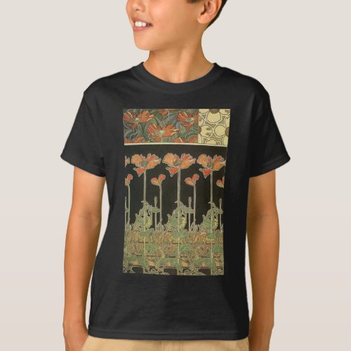 Alphonse Mucha Vintage Popular Art Nouveau Poppies T_Shirt