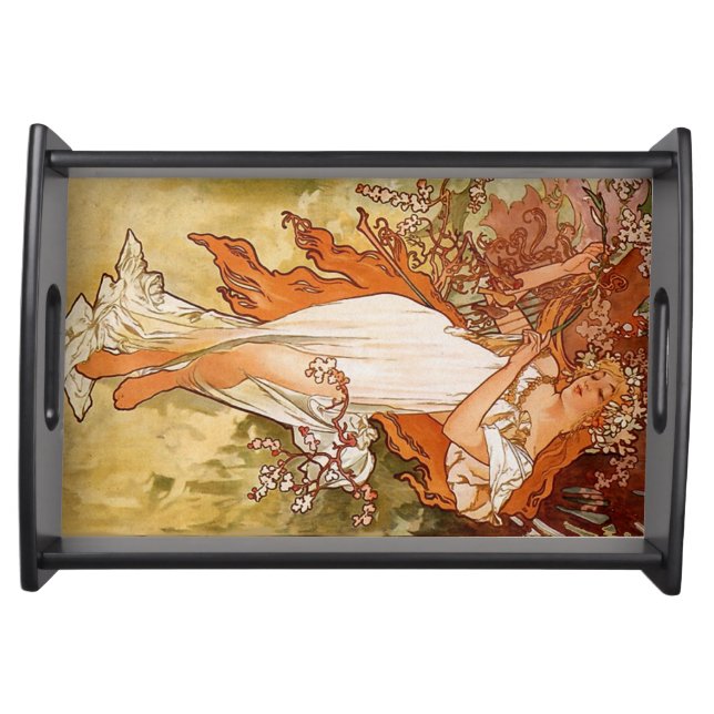 Alphonse Mucha Vintage Retro Woman Serving Tray (Front)