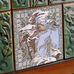 Alphonse Mucha Winter 4Seasons Art Nouveau Vintage Ceramic Tile<br><div class="desc">This ceramic tile is part of a set of four (Winter - Four Seasons) inspired by the iconic Art Nouveau era of the renowned Czech artist Alphonse Mucha. Mucha is widely recognized as one of the leading Art Nouveau designers and is known for his collaborations with the legendary actress Sarah...</div>