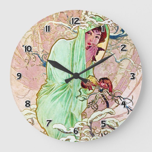 Alphonse Mucha Winter II Large Clock (Front)